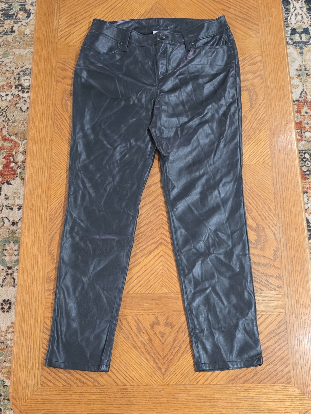 NWOT Chico's Black Faux Leather Straight Leg Pants